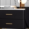 POVISON 20.87-Inch Black Nightstand with 2 Drawers, Wood Bedside Table,Sintered Stone Tabletop, MDF, Stainless Steel Legs - 3 of 4