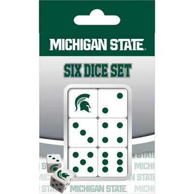 MasterPieces Officially Licensed NCAA Michigan State Spartans - 6 Piece D6 Gaming Dice Set Ages 6 and Up