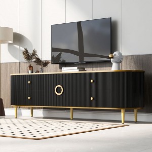 NicBex TV Stand for 80 Inch TV with Metal Legs and Handles,TV Entertainment Center with 4 Drawers and 1 Cabinet,TV Console Table for Living Room - 1 of 4