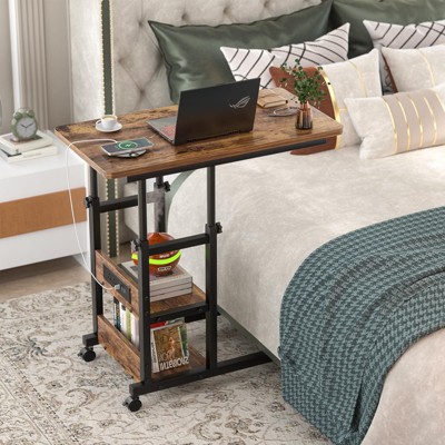 Aheaplus Height Adjustable C Table with USB Port and Wheels