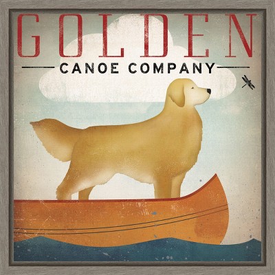 Golden Dog Canoe Company Framed Canvas Print in Graywash