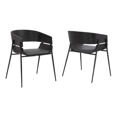 Set of 2 Bronte Wood Metal Dining Chairs Gray/Black - Armen Living