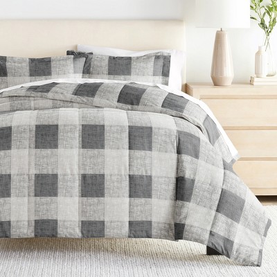 King/California King Gingham Gray Down Alternative Comforter Set