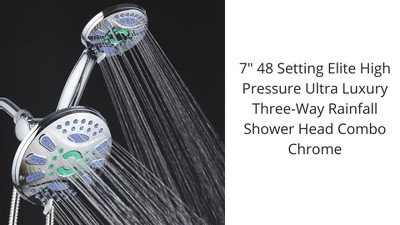 AquaDance Premium High Pressure 3-Way 7 Rainfall Shower Head Combo, Chrome