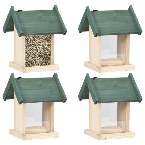 Munora - 4-Piece Firwood Bird Feeders Set - 7.5"W x 7.5"D x 9.8"H - Weather-Resistant Garden Bird Feeding Stations - 1 of 4