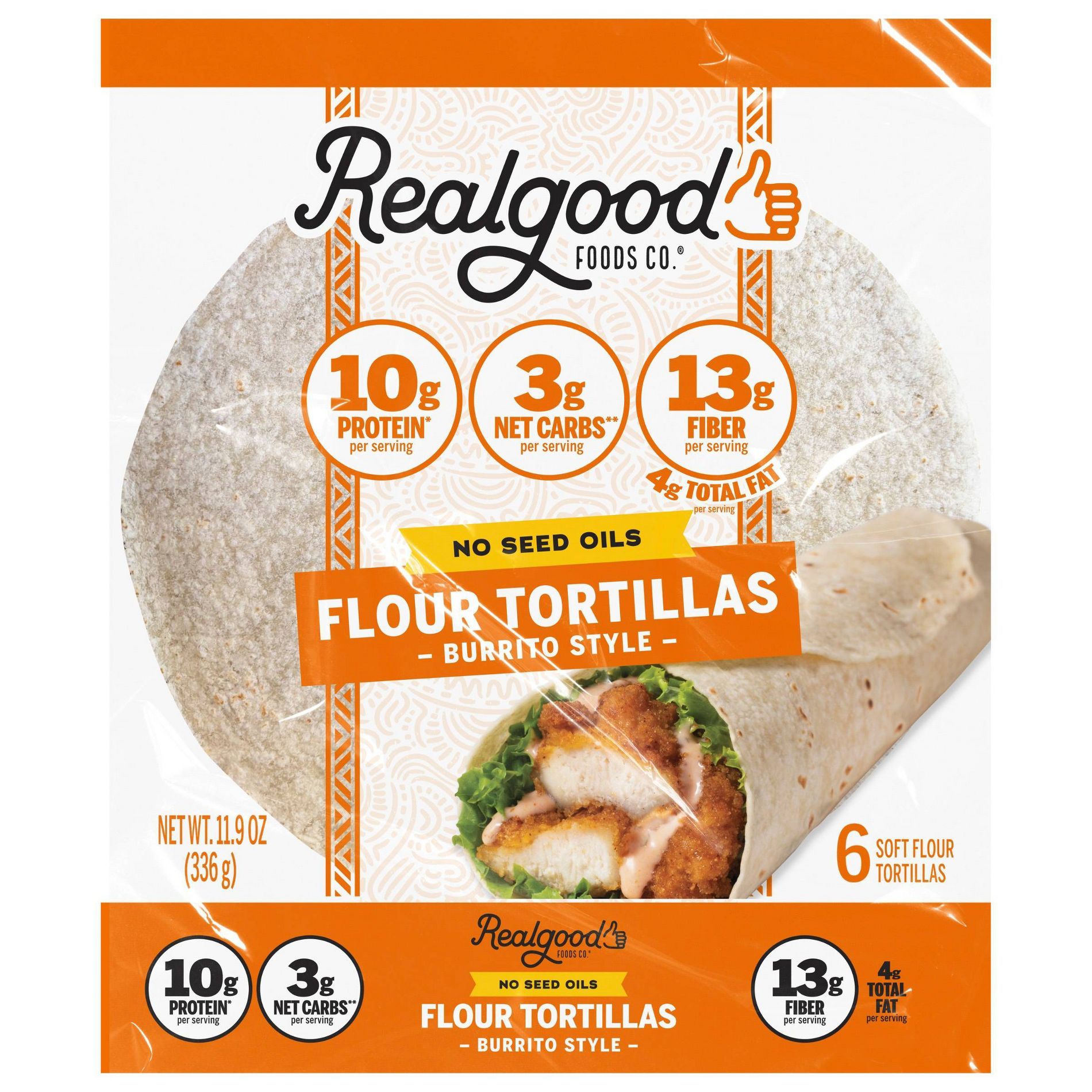 Real Good Burrito Size Low Carb Flour Tortillas - 12oz/6ct