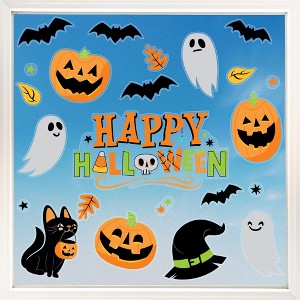 Big Dot of Happiness Jack-O'-Lantern Halloween Window Clings, Reusable Window Sticker Decorations, Halloween Decals Static Clings for Kids Party - 1 of 4