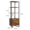 Homhougo 4 Tier Bookshelf with Storage Drawers, 70.9 Inch Tall Narrow Industrial Book Shelf Brown - 2 of 4