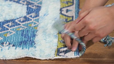Turquoise Blue Flat Woven Wool 8' x 10' Area Rug