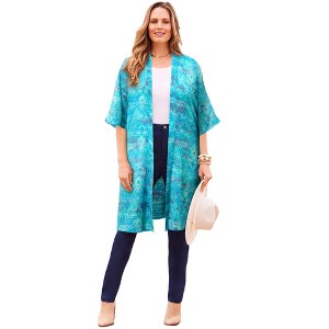 Catherines Women's Plus Size Luxe Georgette Long Duster - 1 of 4