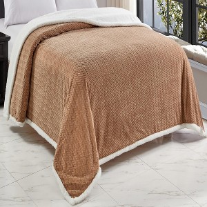 Plazatex Jacquard Microplush Soft Premium Microplush Braided Blanket, Taupe - 1 of 3