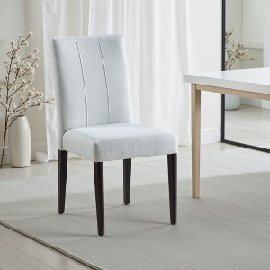 Royal Hampton Side Dining Chair Set of 2, Plush Foam Gray Fabric, Black Wood - 1 of 4