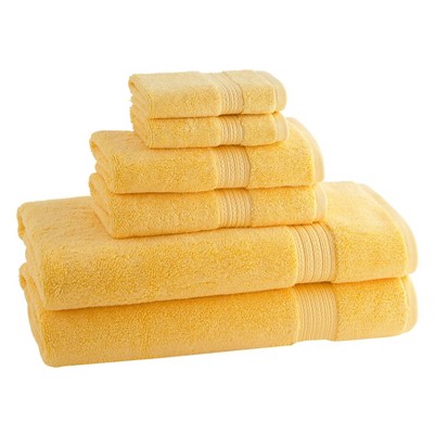 Cassadecor 6pc Signature Solid Bath Towel Set Yellow Microfiber Machine Washable Non slip Backing Target