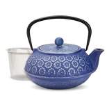 Juvale Cast Iron Tea Pot with Stainless Steel Loose Leaf Infuser, Blue, 34 oz