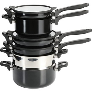 Kenmore Elite Grayson 9 Piece Nonstick Aluminum Stackable Cookware Set in Black - 1 of 4