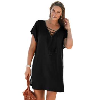 Swimsuits for All Women's Plus Size Abigail Cover Up Tunic - 22/24, Black