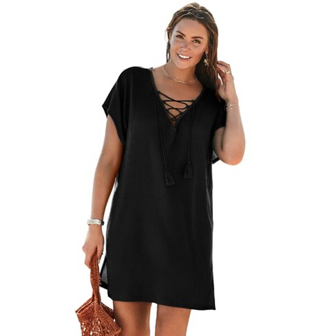Swimsuits For All Women's Plus Size Esme Lace Up Cover Up Dress - 22/24 ...