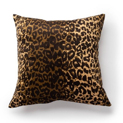 2Pk 20"x20" Printed Velvet Leopard Decorative Throw Pillow Black/Brown - SureFit