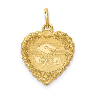 Black Bow Jewelry 14k Yellow Gold Graduation Heart Charm, 15mm - 1 of 4