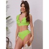 INSPIRE CHIC Women's Ruffle Trim V Neck Wide Strap Leopard Bikini Sets, Drawstring Tie Back Top Triangle Bottom 1 Set - 4 of 4