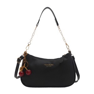 Generic Shoulder Bag for Women Small Purse Trendy Clutch Hobo Bag Vegan Leather Mini Handbag with Zipper Closure, Black - 1 of 4