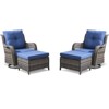 POCASSY Outdoor Swivel Glider Chairs Set of 2 with Ottomans, Patio Furniture Set with All Weather Wicker Outdoor Lounge Accent Chair for Porch Deck - 2 of 4