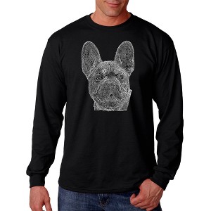 LA Pop Art Men's Word Art Long Sleeve T-shirt - French Bulldog - 1 of 4