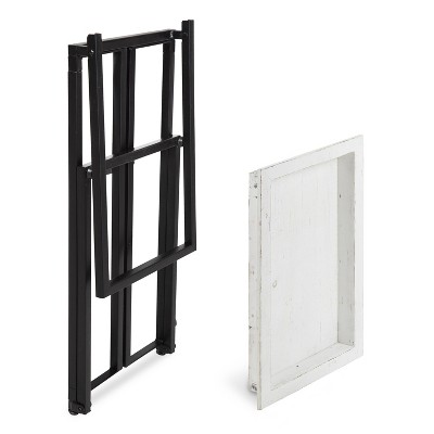 Lockridge Modern Industrial White Wood and Metal C-Table with Storage