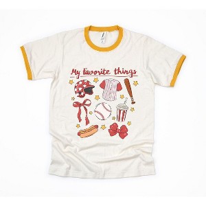 Simply Sage Market Women's Coquette Baseball Favorite Things Short Sleeve Ringer Tee - 1 of 4