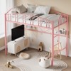 Loft Bed Twin Size, Heavy Duty Metal Loft Bed Frame with Arched Guardrail and Safety Ladder, Space-Saving, No Box Spring Needed - 2 of 4