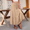 Coolmee Women's Maxi Skirt Flowy Boho Fashion Drawstring Smocked Waist Ruffle Tiered A Line Casual Long Skirt - 2 of 4