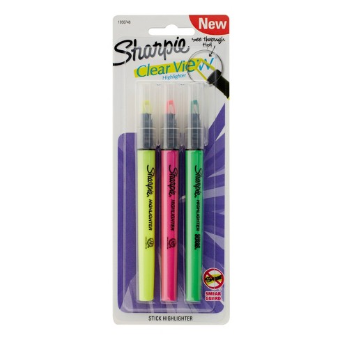 Sharpie Clear View 3pk Highlighters Fine Chisel Tip Multicolored