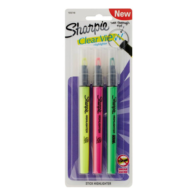 Sharpie Clear View 3pk Highlighters Fine Chisel Tip Multicolored, 1 of 11