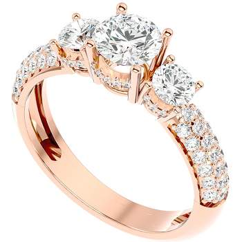 Pompeii3 1 1/2Ct Diamond & Moissanite Side Halo Engagement Ring in 10k Gold