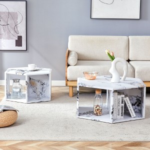 CAVINAS Living Room Side Tables with Perforated Design, Hexagonal Tea Table with Storage, Modern Wood Coffee Table for Living Room, Bedroom - 1 of 4