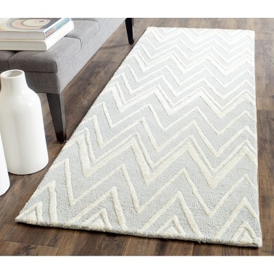 Handmade Dark Grey and Ivory Wool Tufted Rug