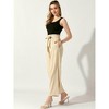 INSPIRE CHIC Women's Tie Knot High Waist Pleated Wide Leg Pants with Pockets - 2 of 4
