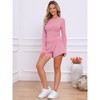 Jess by Meiko Women's Casual Cozy Henley Top and Short Set - 2 of 4