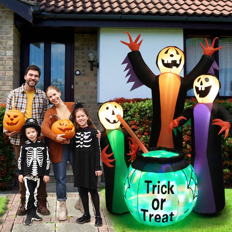 Tangkula 8 FT Tall Halloween Inflatable Three Witch & Magic Potion Pot Decoration w/ Built-in LEDs & Ropes & Stakes for Party Garden Lawn, 2 of 11