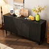 FUFU&GAGA 4-Door Dresser with Wooden Legs Living Room Storage Cabinet Black - 3 of 4