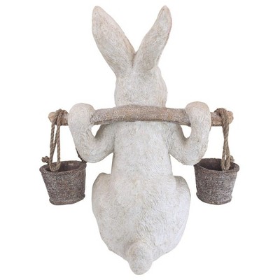 Ezekiel Rabbit Resin Spring Bunny Statue with Removable Buckets