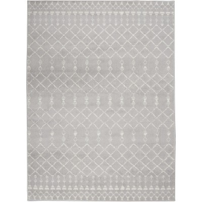 Geometric Gray Synthetic 6' x 9' Easy-Care Area Rug