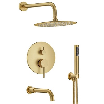 YAWWALK Wall Mount 10 in Shower Head Tub and Shower Faucet (Valve Included))