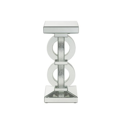Elegant Mirrored 32" Accent Table with Faux Diamond Inlay