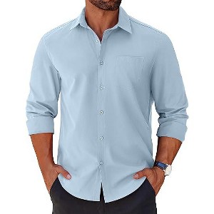 COOFANDY Mens Long Sleeve Button Down Shirts Casual Untucked Shirts for Men Dress Shirts Beach Wedding Shirts - 1 of 4