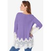 Roaman's Women's Plus Size Fine Gauge Lace Pullover Sweater - image 3 of 4