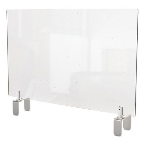 Ghent Clear Partition Extender with Attached Clamp, 36 x 3.88 x 24, Thermoplastic Sheeting - 1 of 3