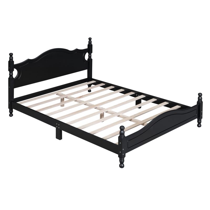 Full/Queen Size Wood Platform Bed Frame, Retro Style Platform Bed - ModernLuxe, 4 of 12