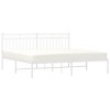 vidaXL California King Metal Bed with Headboard, Under Bed Storage, Noise Free, White, No Mattress - 2 of 4