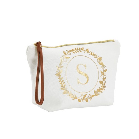 Gold Initial S Personalized Makeup Bag